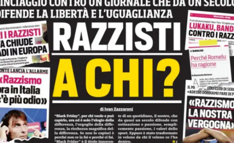 Après sa Une jugée raciste sur le «Black Friday»,«Corriere dello Sport» dénonce un lynchage