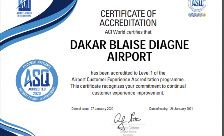 L’Aéroport Dakar Blaise Diagne premier aéroport accrédité ACI-ASQ-Airport Customer Experience Accreditation en Afrique