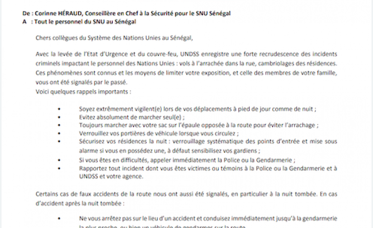 Insécurité au Sénégal: Corinne Héraud,  la Conseillère en cheffe des Nations Unies, sonne l’alerte