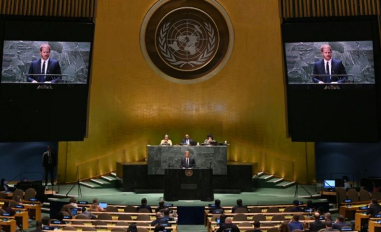 « Notre monde est à nouveau en feu », dénonce le prince Harry à la tribune de l’assemblée générale des Nations Unies