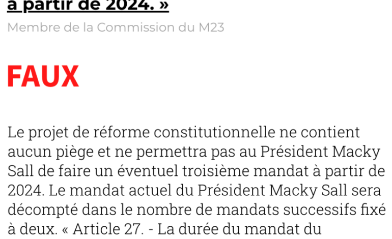 Le site de la présidence de la république du Sénégal supprime un tweet indiquant que Macky Sall ne peut se présenter une 3e fois